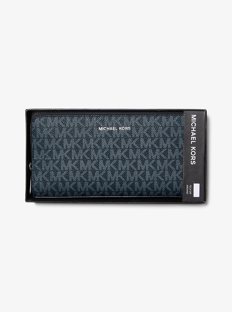 Portefeuille Cooper &agrave; fermeture &eacute;clair tout autour et &agrave; logo in AMIRAL/BLEU P&Acirc;LE | Michael Kors