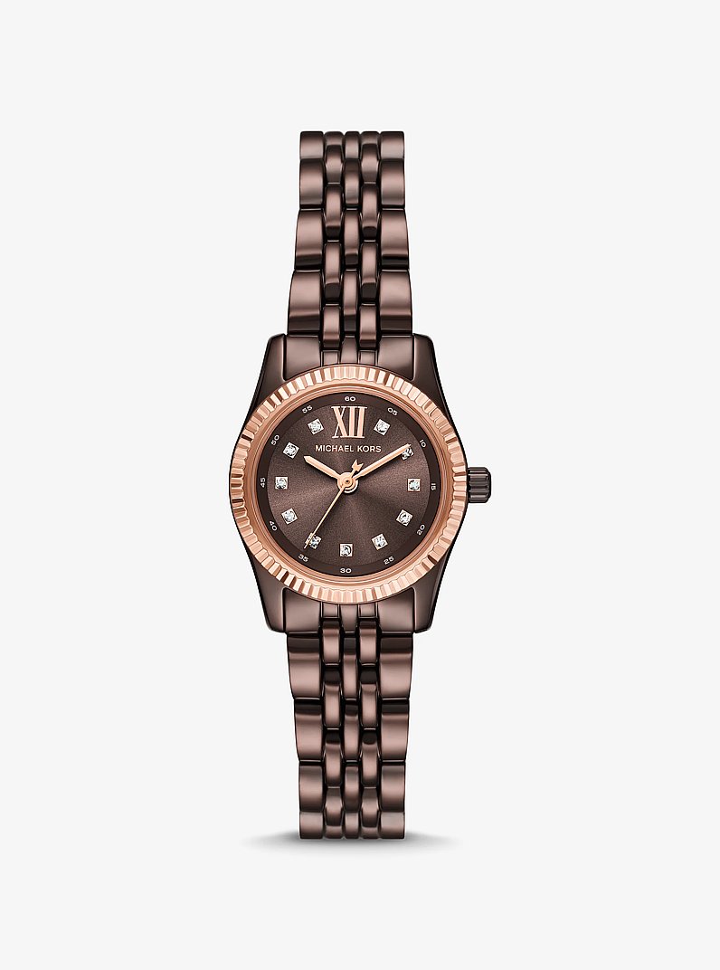 Petite Lexington Pav&eacute; Espresso-Tone Watch in CHOCOLATE | Michael Kors