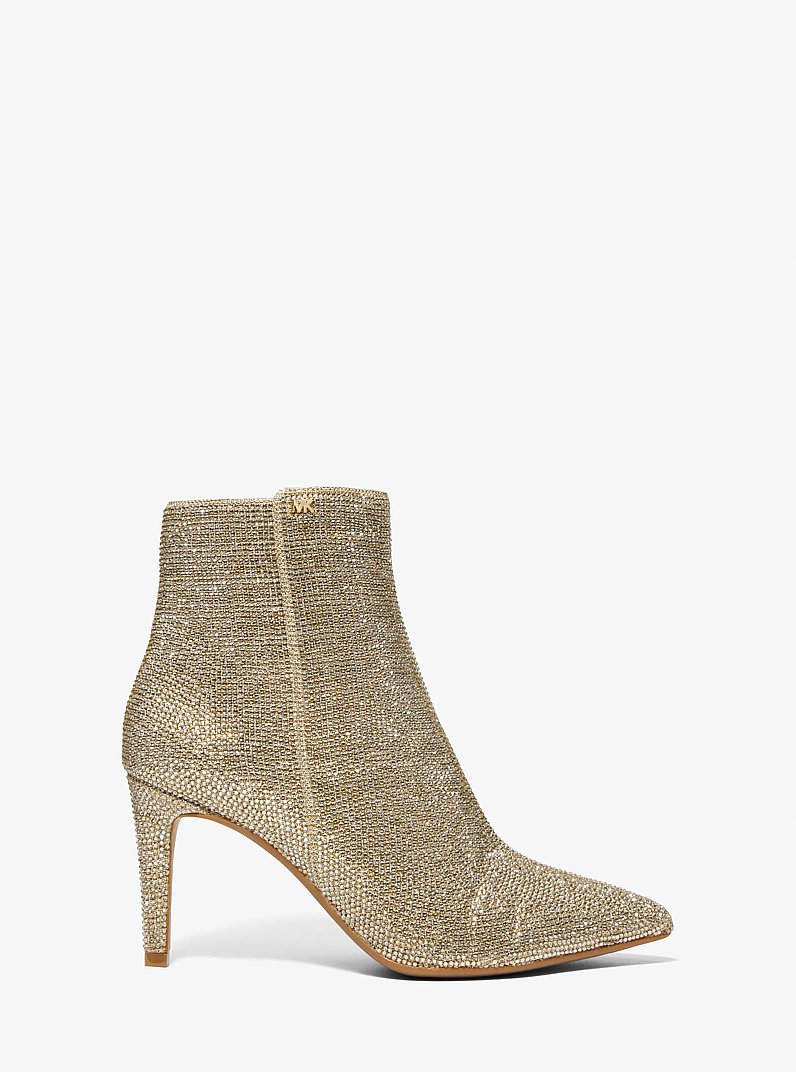 Dorothy Embellished Glitter Chain-Mesh Ankle Boot in PALE GOLD | Michael Kors