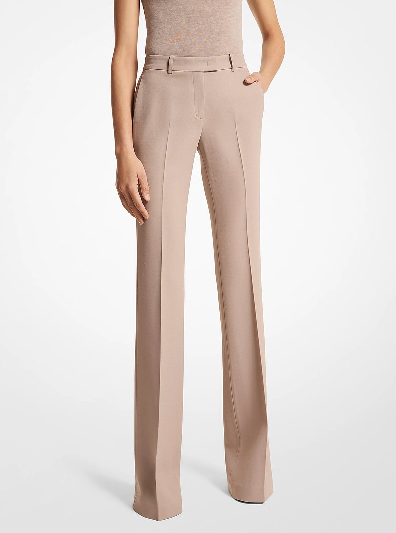 Haylee Double Crepe Sabl&eacute; Flared Trousers in TAUPE | Michael Kors