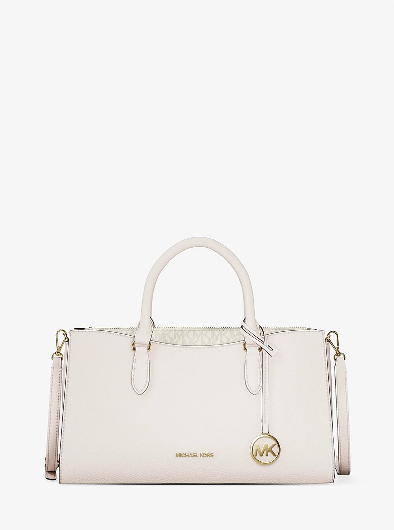 Arden Medium Leather Top-Zip Satchel in LT CREAM - Sale | Michael