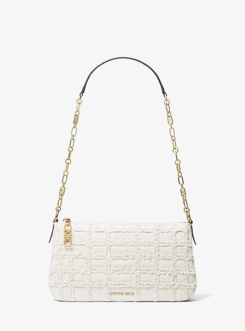 Empire Medium Frayed Denim Chain-Link Pochette