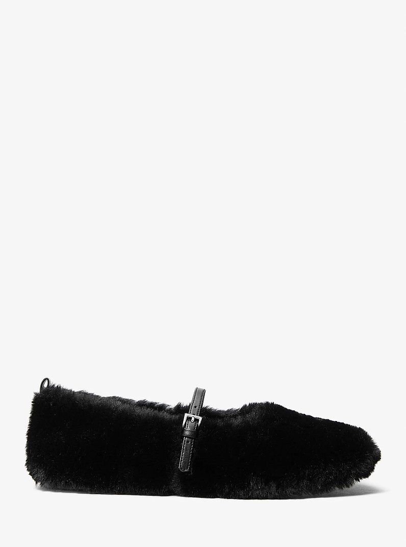 Phoebe Faux Fur Ballet Flat in BLACK | Michael Kors
