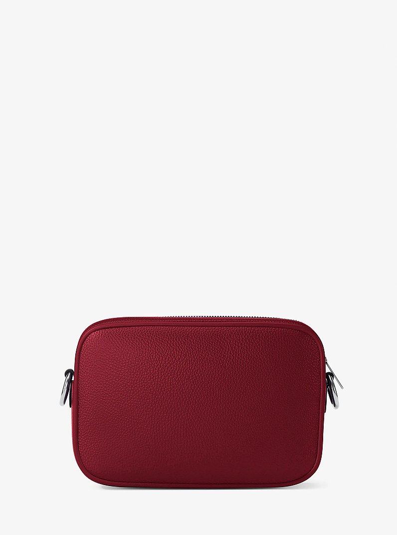 Jet Set Large Pebbled Leather Camera Crossbody Bag in MAROON | Michael Kors