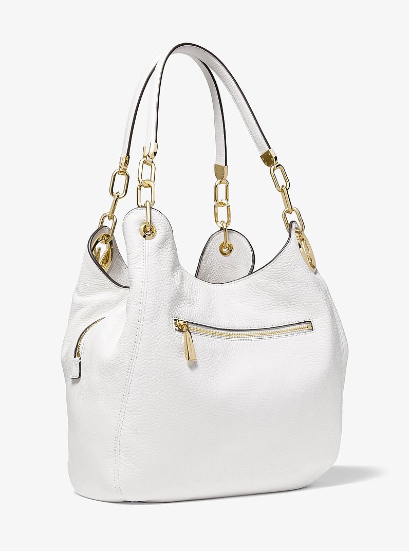 Grand sac port&eacute; &eacute;paule Lillie en cuir grain&eacute; in BLANC OPTIQUE | Michael Kors