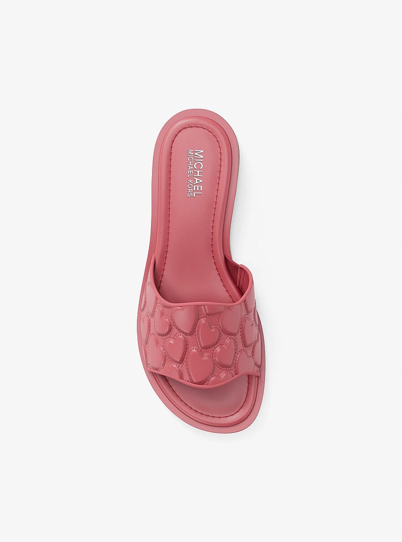 hana Hannah Heart Embroidered Slide Sandal in HIBISCUS - Sale | Michael