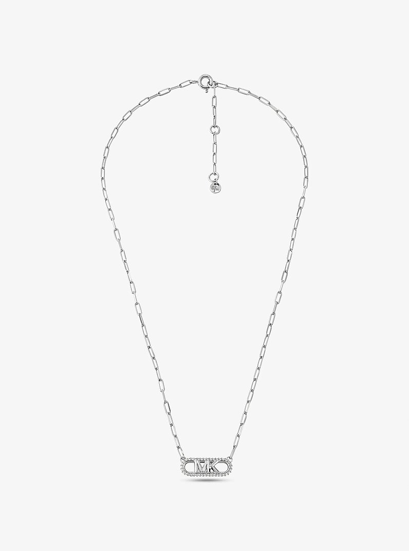 Precious Metal-Plated Sterling Silver Empire Logo Chain Link Necklace in SILVER | Michael Kors