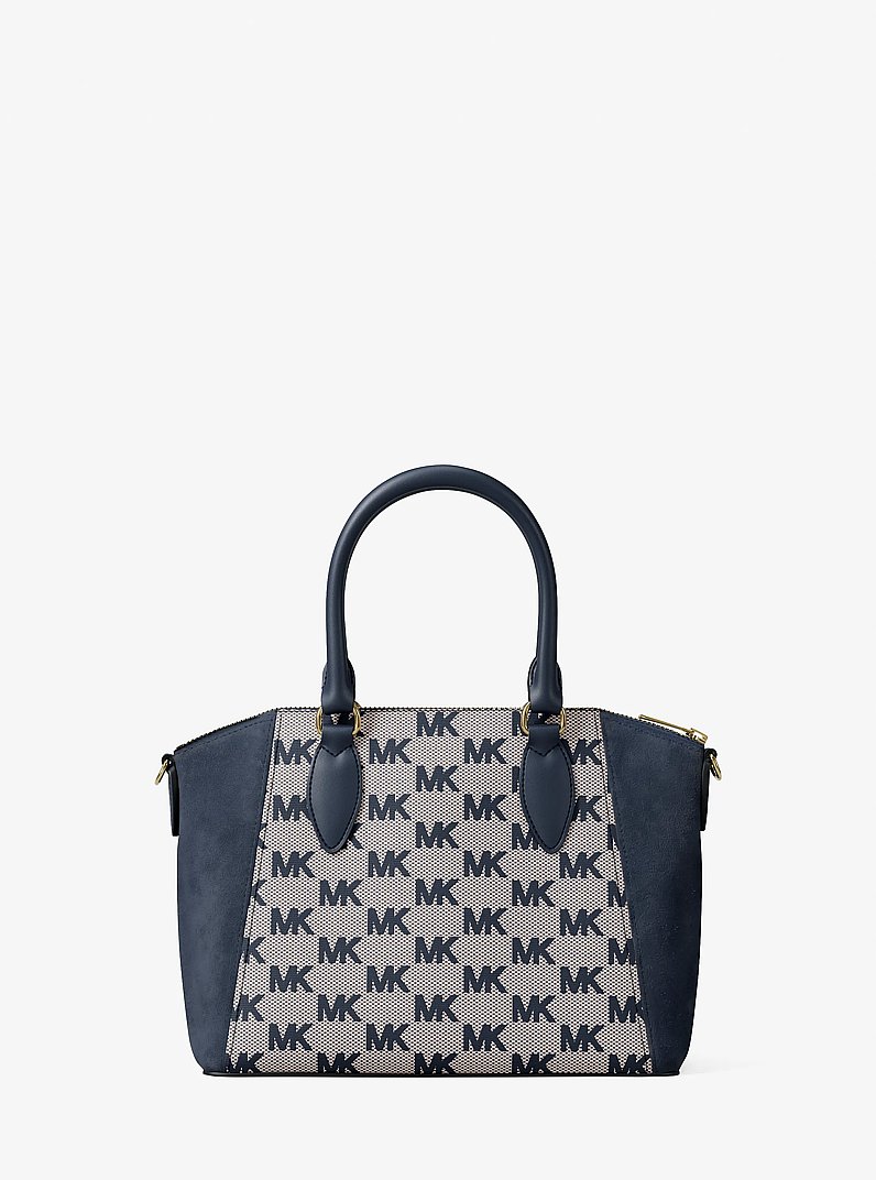 Borsa a mano Sienna piccola in pelle con logo jacquard in NAVY | Michael Kors