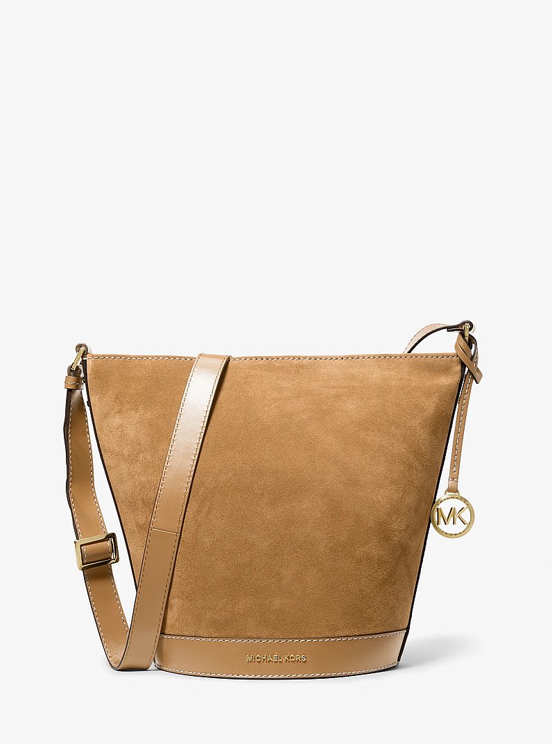 Townsend Topstitched Suede Messenger Bag