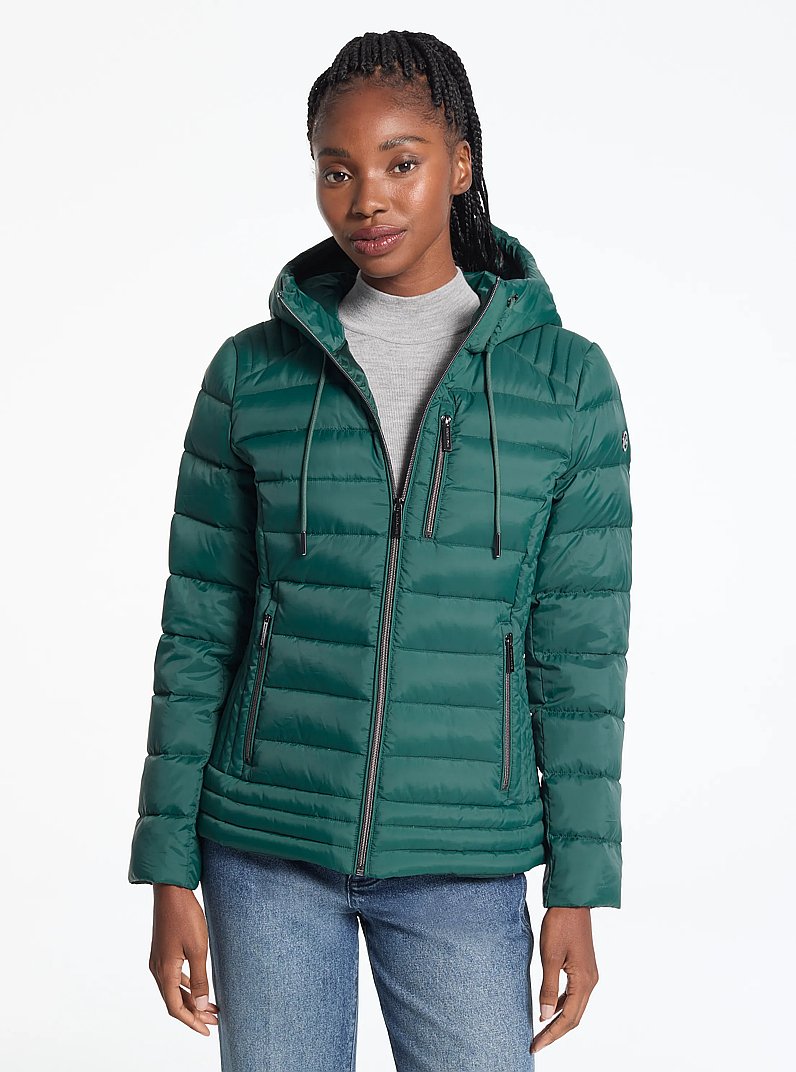 Hooded Puffer Jacket in DARK EMERALD | Michael Kors
