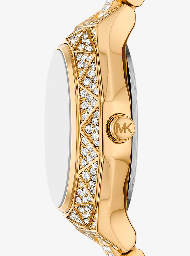 Mini Raquel Pav&eacute; Gold-Tone Watch in GOLD | Michael Kors