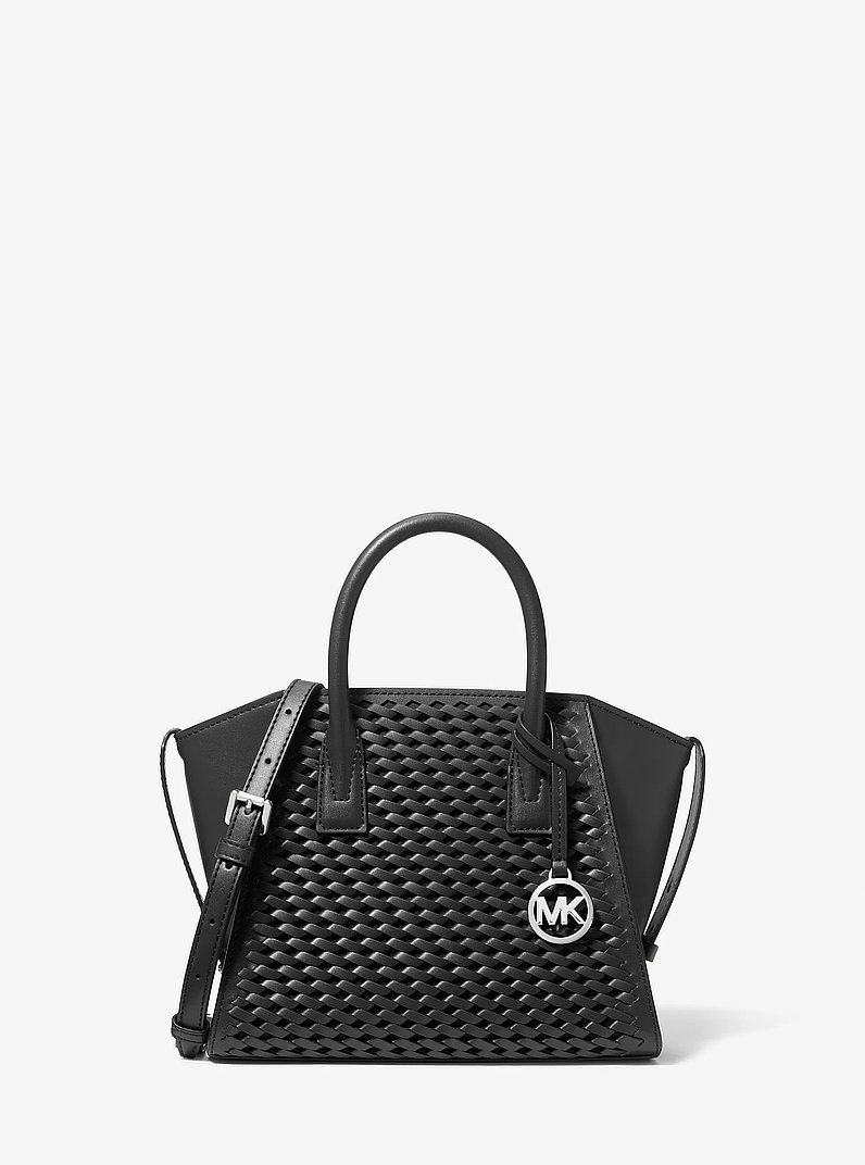 Avril Small Woven Satchel in BLACK | Michael Kors