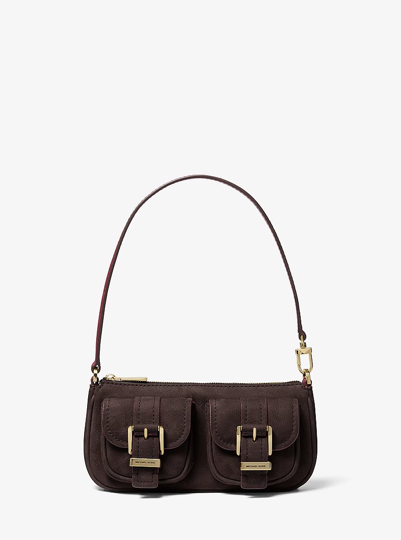 Zoe Small Suede Convertible Pochette in CHOCOLATE | Michael Kors