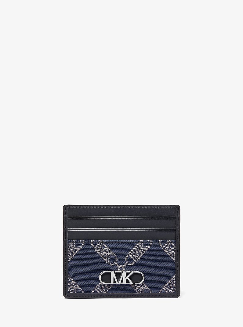 Grand porte-cartes Hudson en jacquard &agrave; logo Empire in BLEU MARINE | Michael Kors
