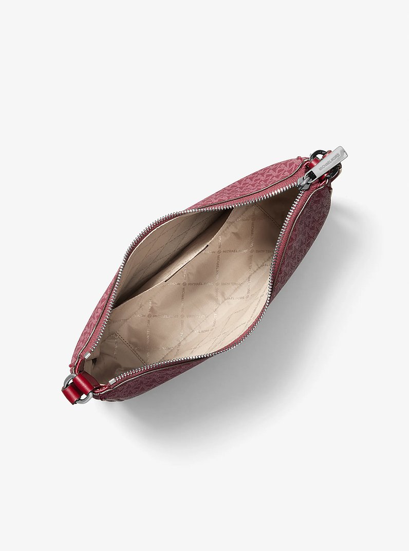 Nayla Medium Signature Logo Messenger Bag in BORDEAUX | Michael Kors