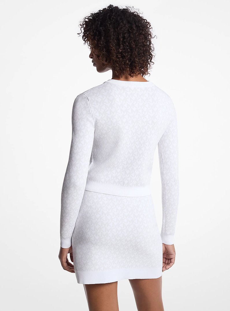 Logo Jacquard Cropped Jacket in WHITE | Michael Kors