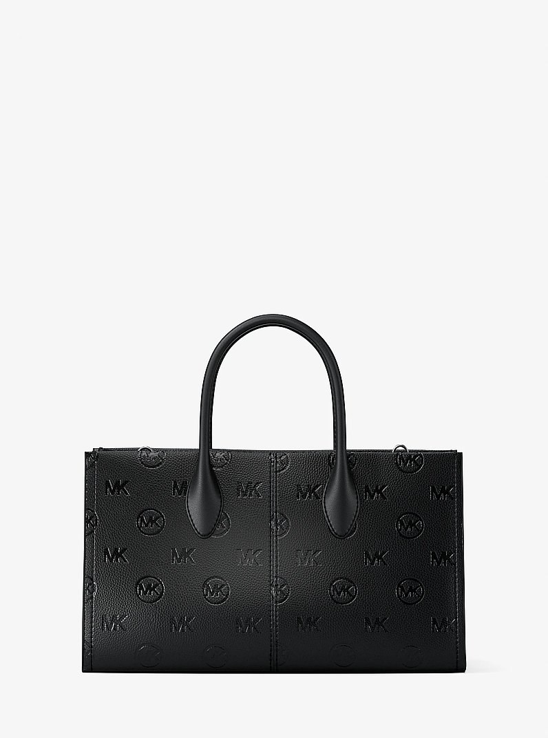 Mirella Medium Logo Debossed Satchel in BLACK | Michael Kors