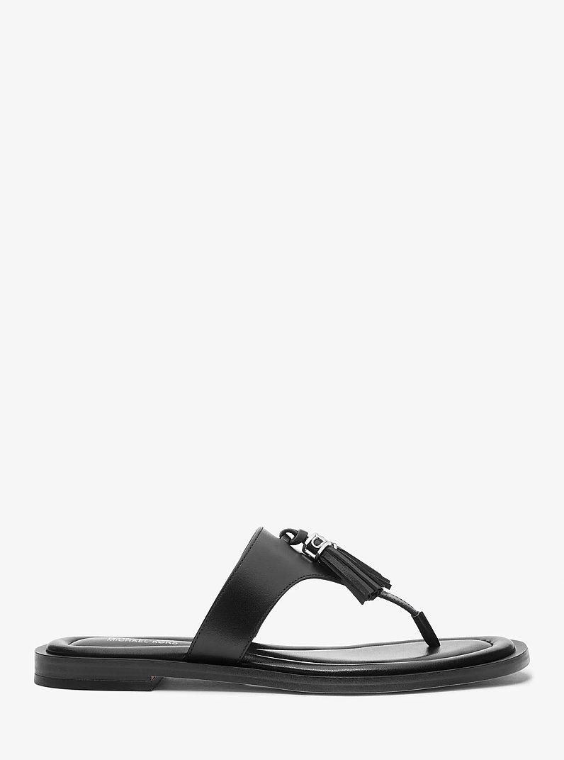 Kiernan Leather Sandal in BLACK | Michael Kors