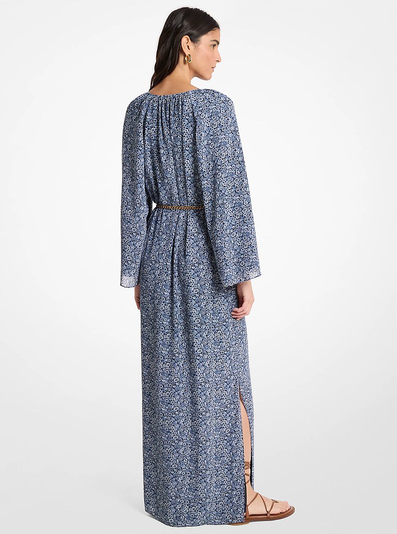 Floral Print Georgette Maxi Dress in MIDNIGHTBLUE | Michael Kors