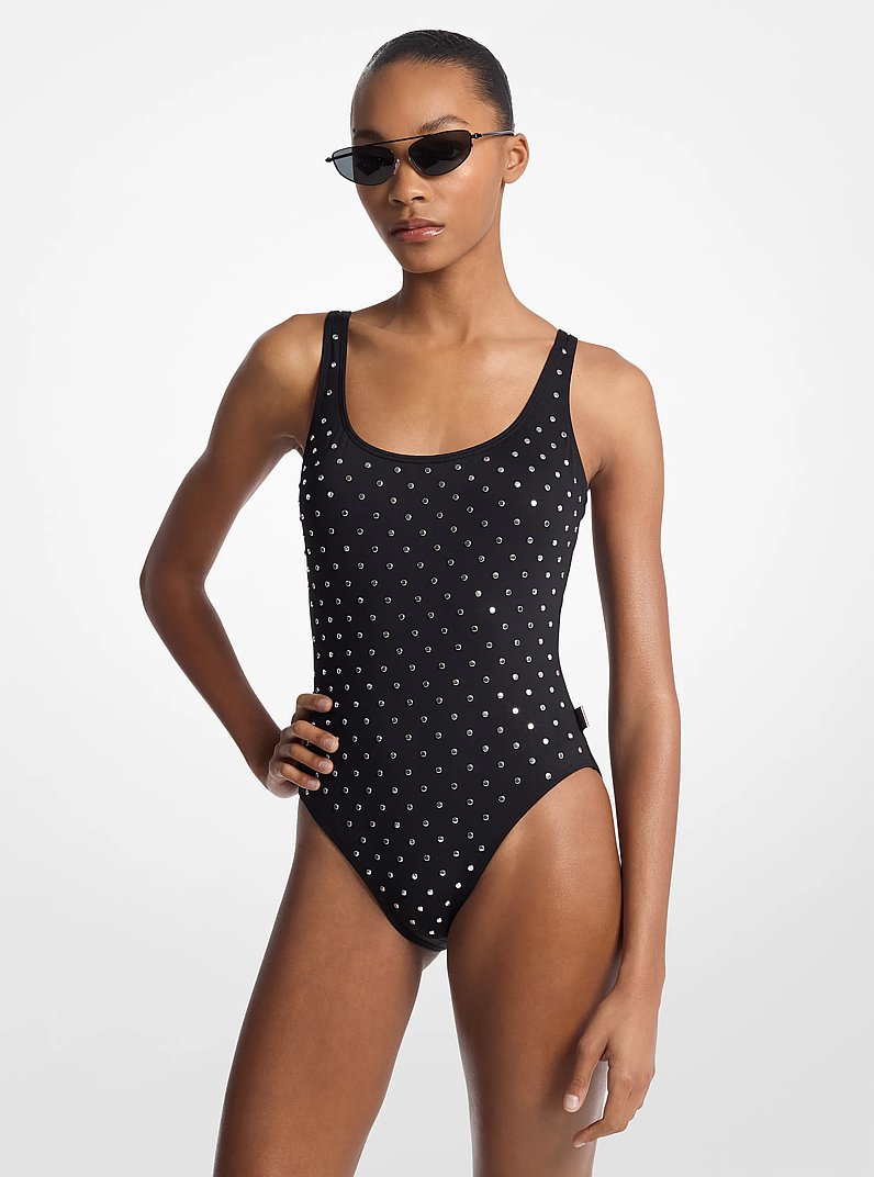 Studded One-Piece Swimsuit in BLACK | Michael Kors