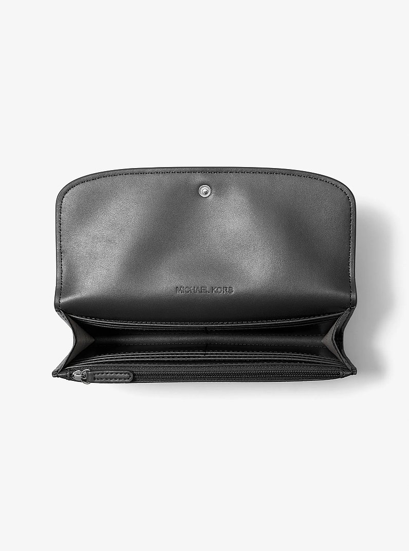 Hamilton Large Leather Continental Wallet in BLACK | Michael Kors