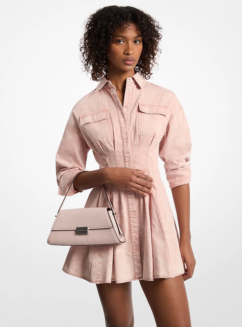 Garment-Dyed Denim Shirtdress in ROSEWATER | Michael Kors