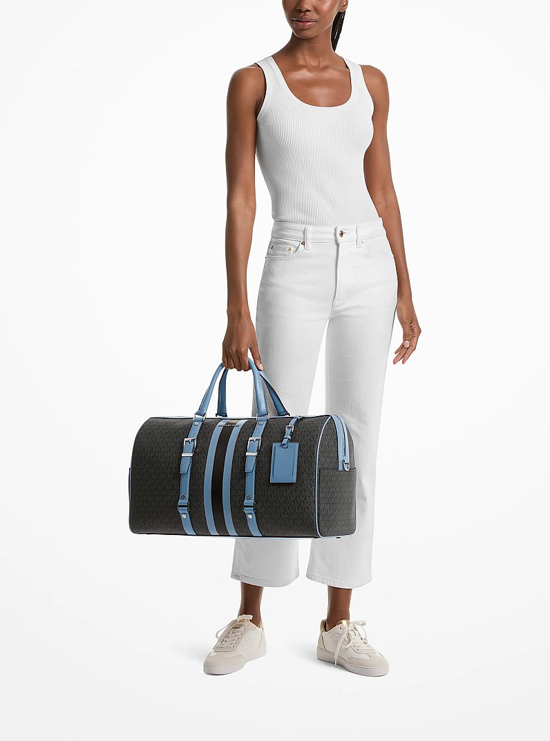 Bedford Extra-Large Signature Logo Striped Weekender Bag in STH PACIFIC | Michael Kors
