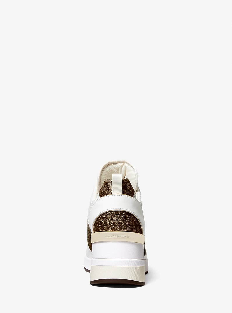 Georgie Metallic Logo and Leather Trainer in OPWHT MULTI | Michael Kors