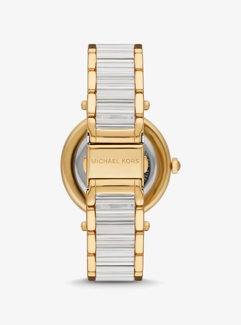 Parker Pav&eacute; Gold-Tone Acetate Watch in CLEAR | Michael Kors