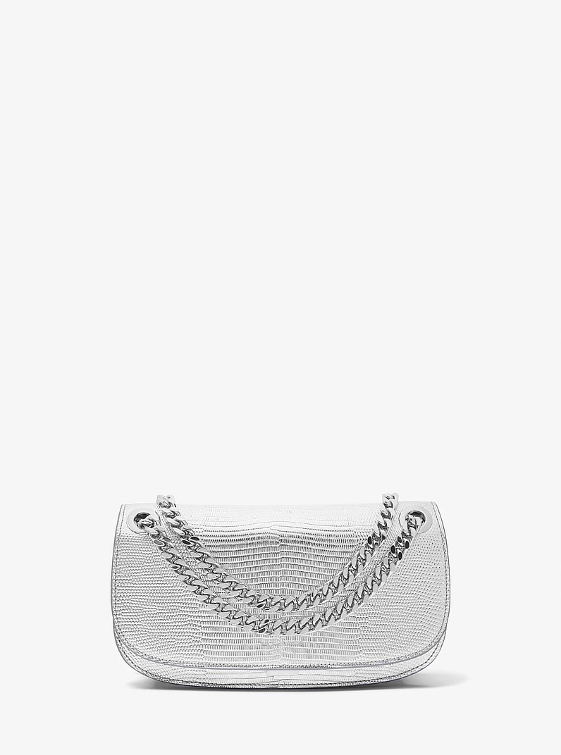 Christie Metallic Lizard Embossed Leather Envelope Bag