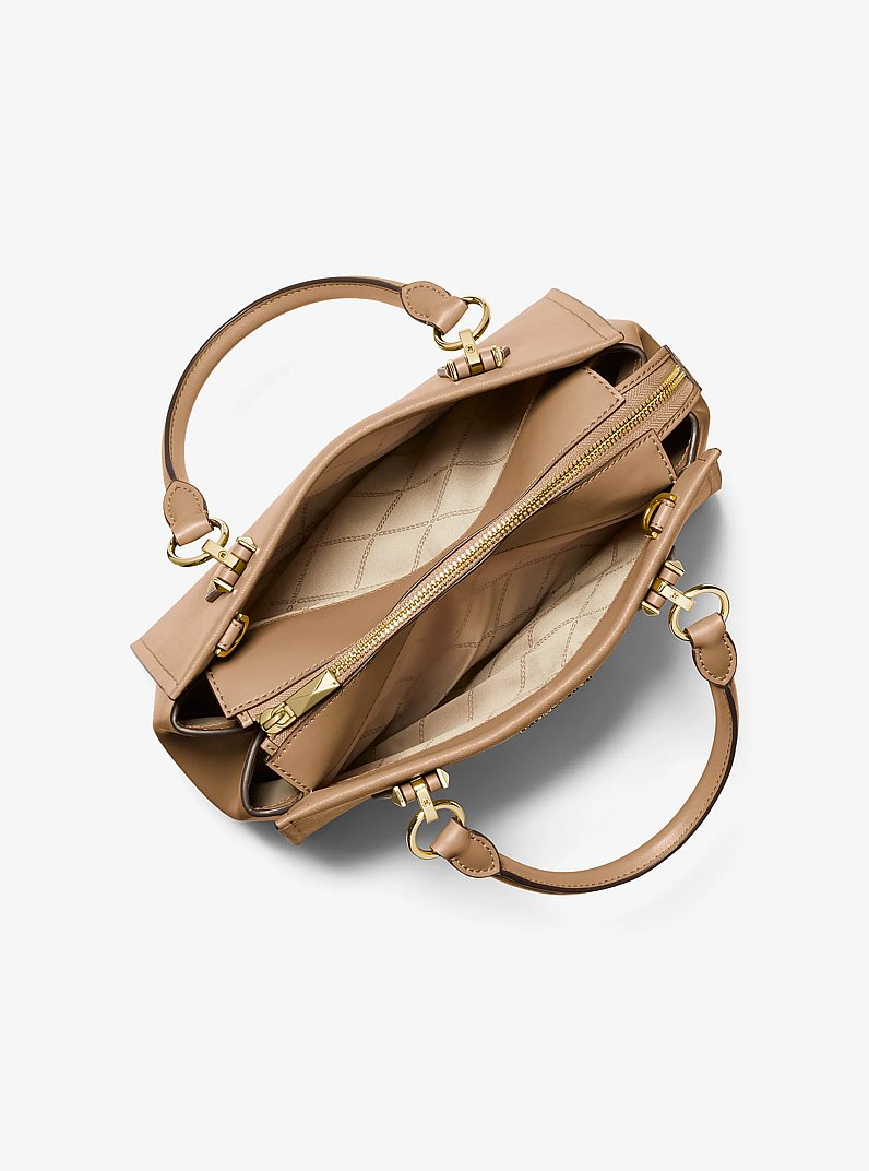 Marilyn Medium Saffiano Leather Satchel in HUSK | Michael Kors