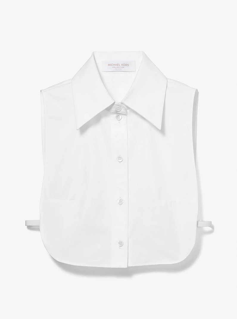 Cuello falso de popelina de algod&oacute;n in BLANCO INTENSO | Michael Kors