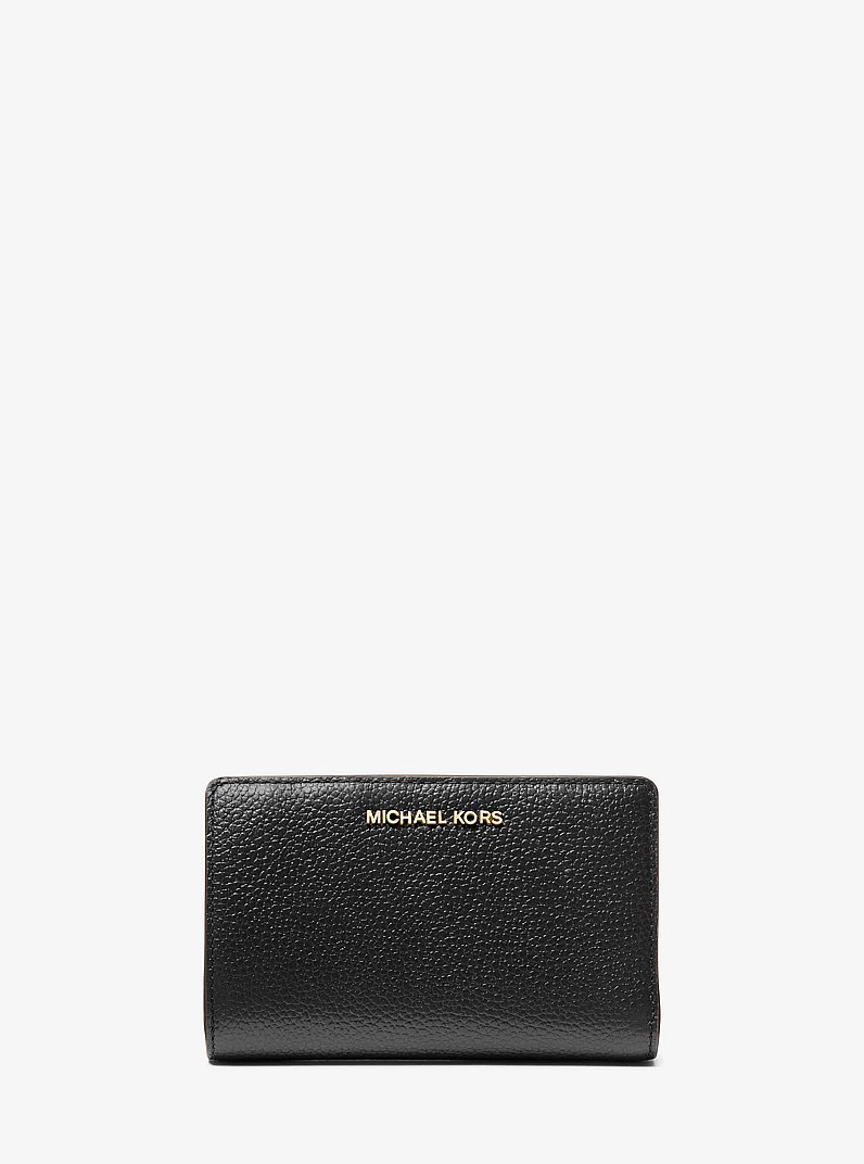 Medium Pebbled Leather Wallet in BLACK | Michael Kors