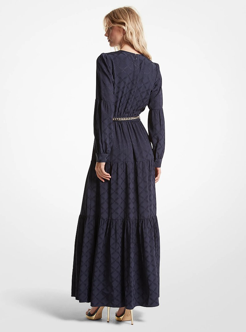Empire Logo Jacquard Belted Dress