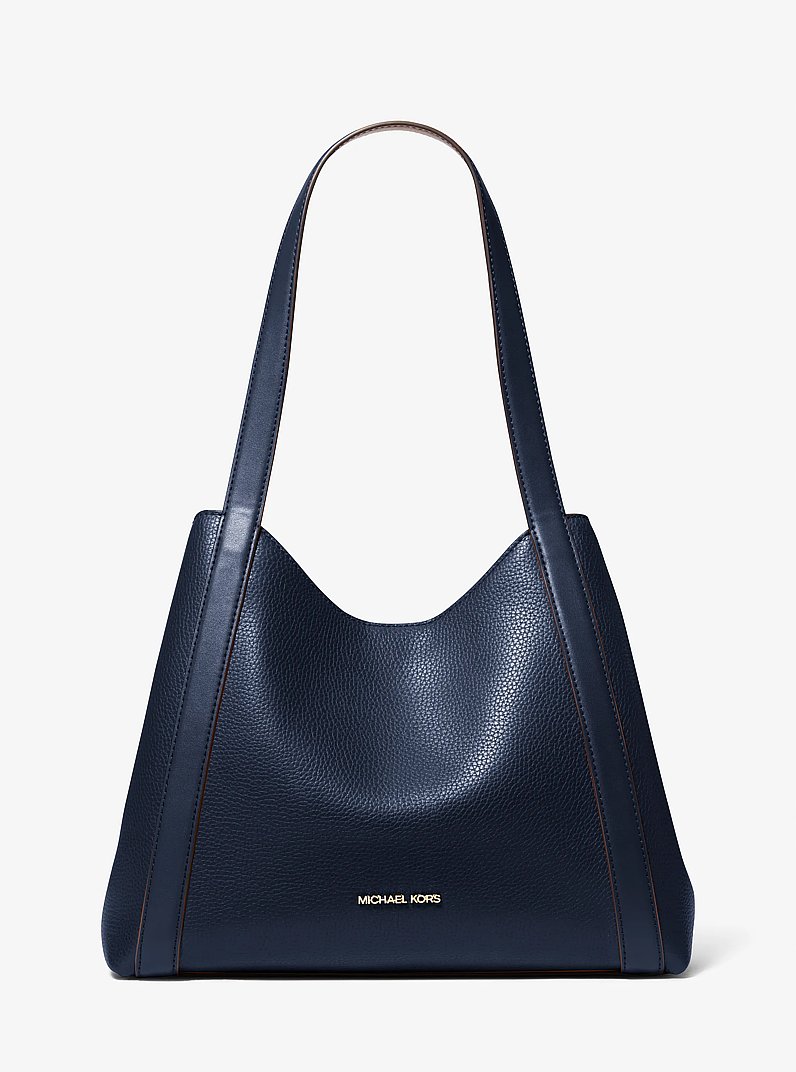 Rosemary Large Pebbled Leather Shoulder Bag in NAVY | Michael Kors