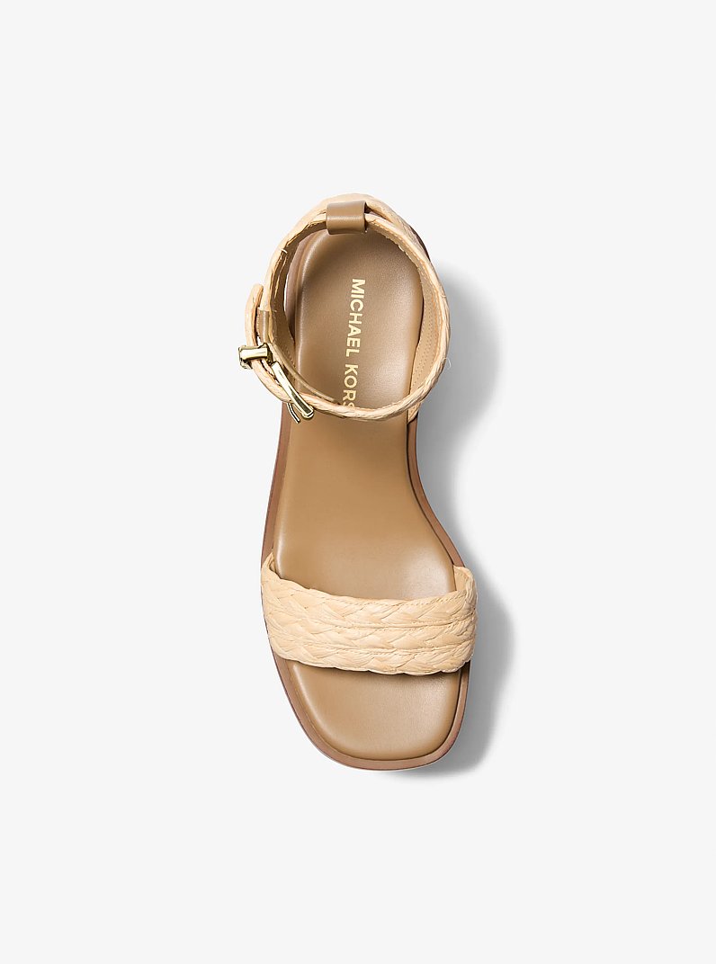 Sandra Straw Platform Sandal in NATURAL | Michael Kors