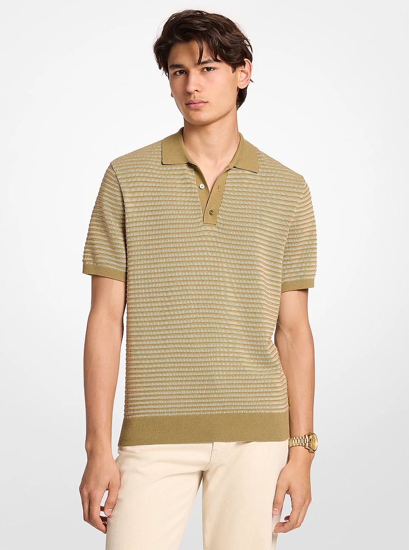 Two-Tone Knit Polo Shirt in OREGANO | Michael Kors