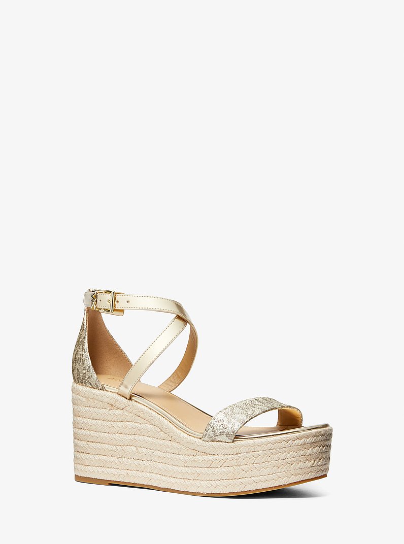 Serena Metallic Logo Wedge Sandal