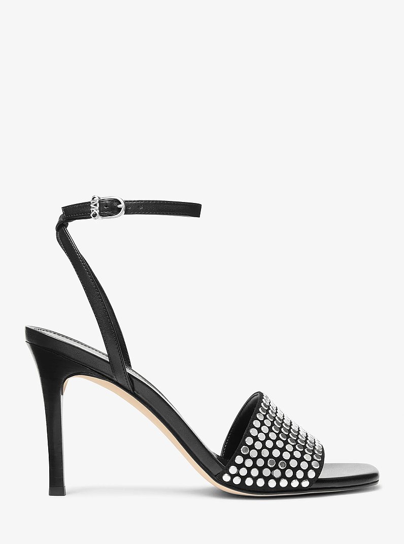 Elyse Studded Leather Sandal in BLACK | Michael Kors