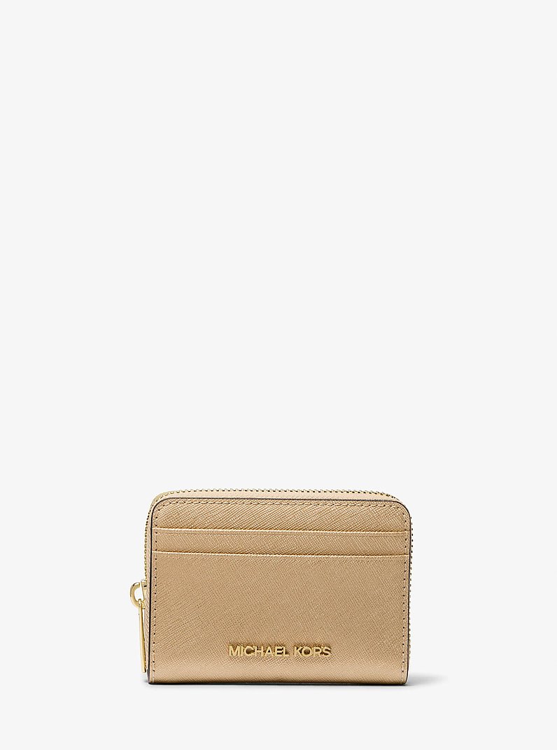 Jet Set Travel Medium Metallic Leather Wallet in PALE GOLD | Michael Kors