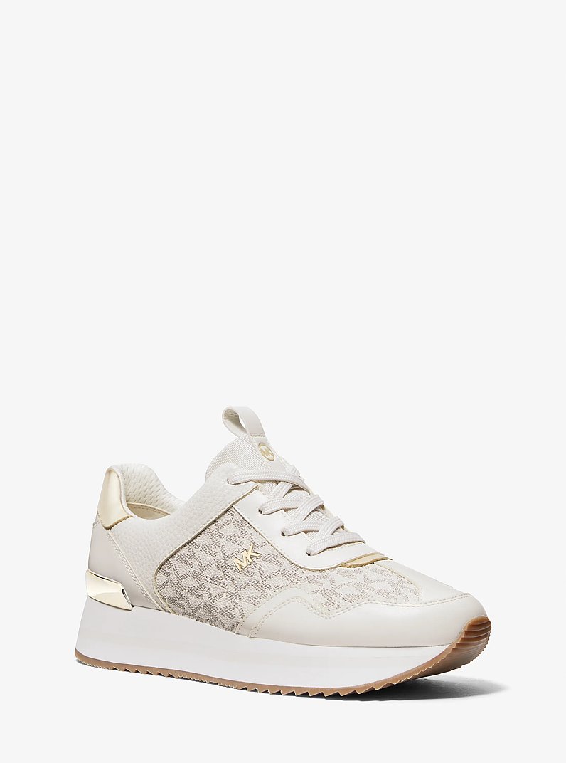 Raina Signature Logo Platform Trainer in VANILLA | Michael Kors