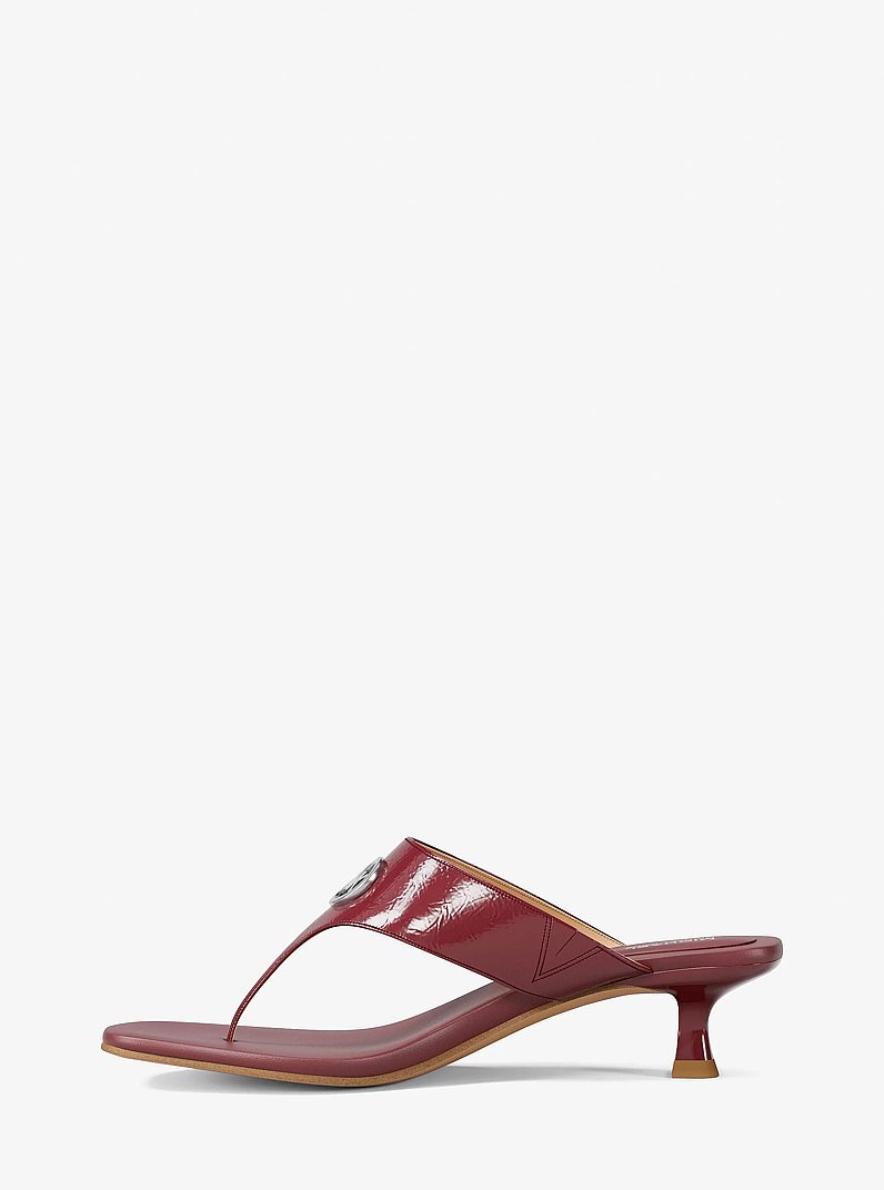 Anneka Patent Thong Sandal in MAROON | Michael Kors