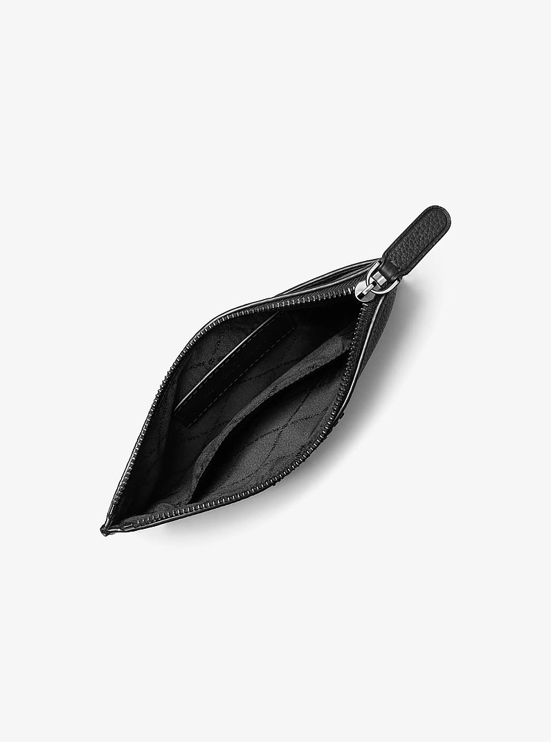 Hudson Pebbled Leather and Signature Logo Pouch Set in BLACK | Michael Kors