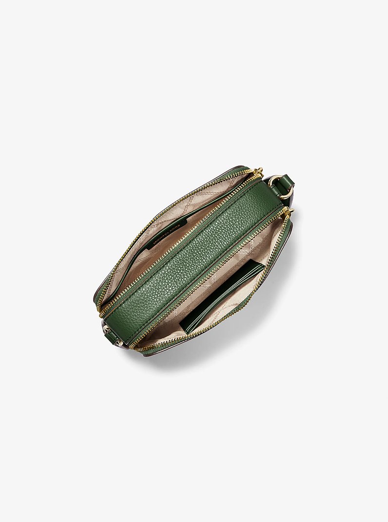 Camera bag Jet&nbsp;Set piccola in pelle martellata con doppia zip in VERDE AMAZZONIA | Michael Kors