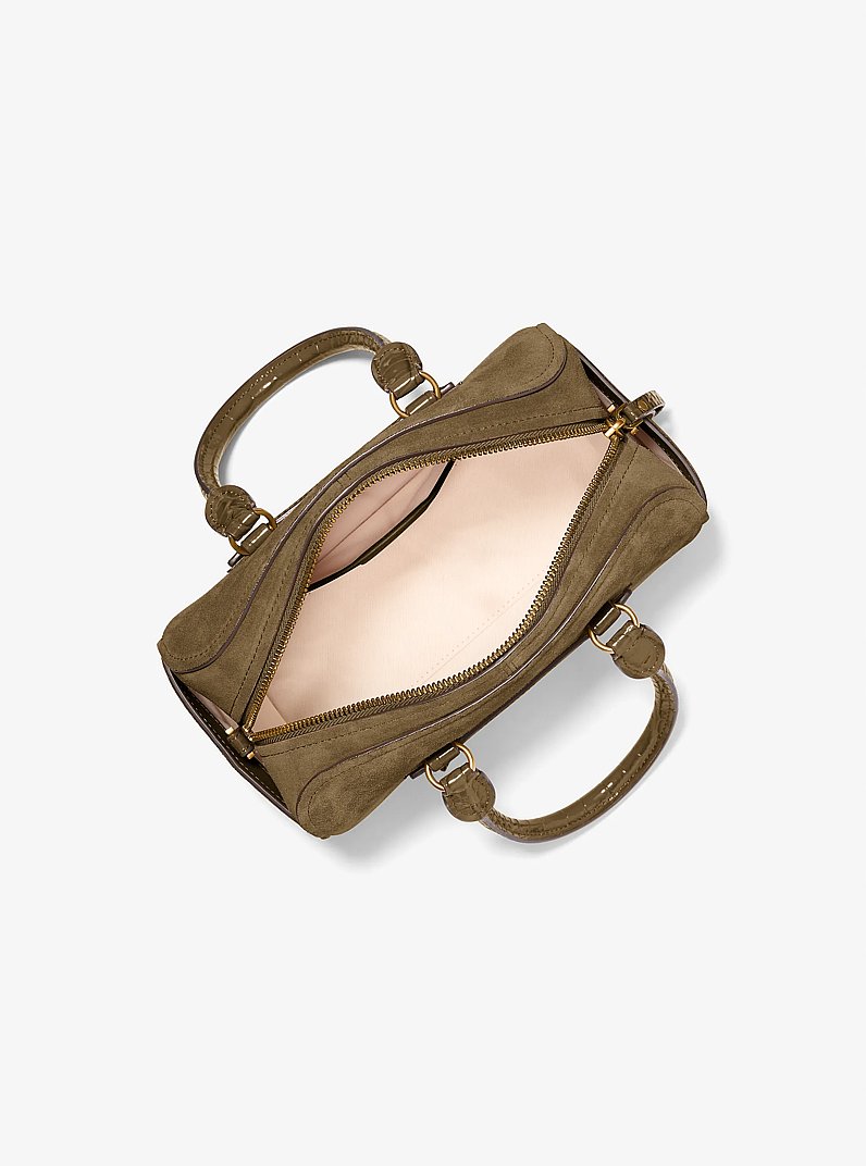Jet Set Travel Extra-Small Suede Duffel Crossbody Bag in LODEN | Michael Kors