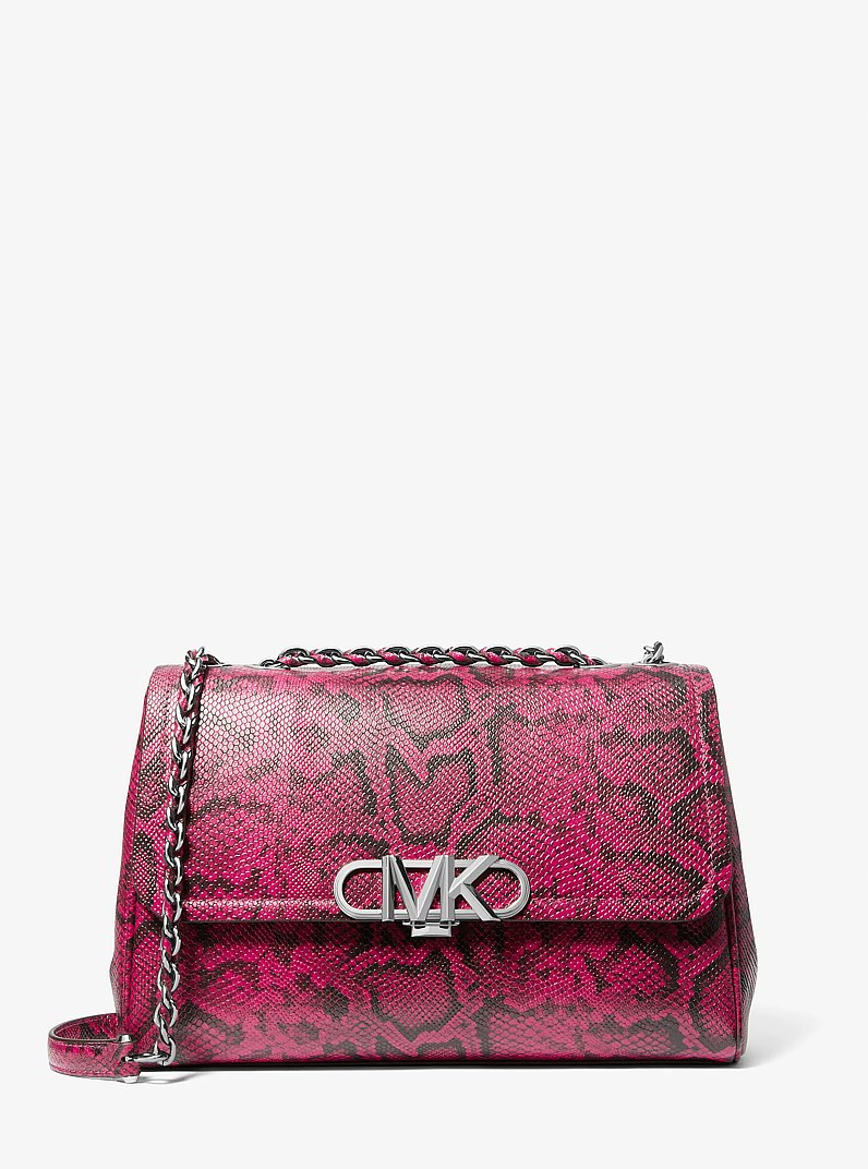 Parker Extra-Large Snake Embossed Leather Shoulder Bag in DEEP FUCHSIA | Michael Kors