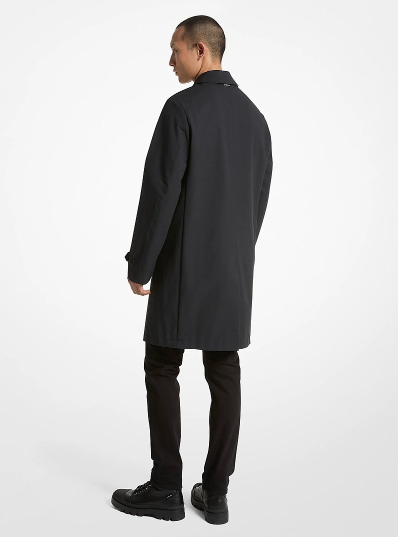 Cotton Blend Balmacaan Coat in BLACK | Michael Kors