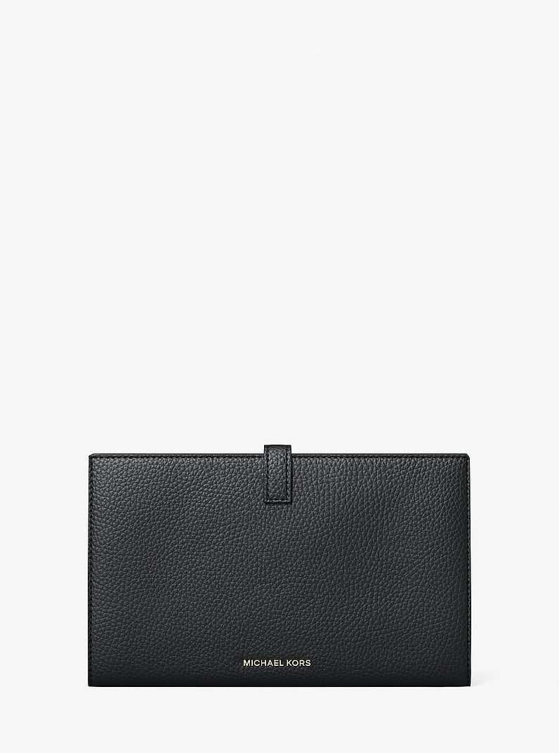 Jet Set Travel Small Pebbled Leather Wallet in BLACK | Michael Kors