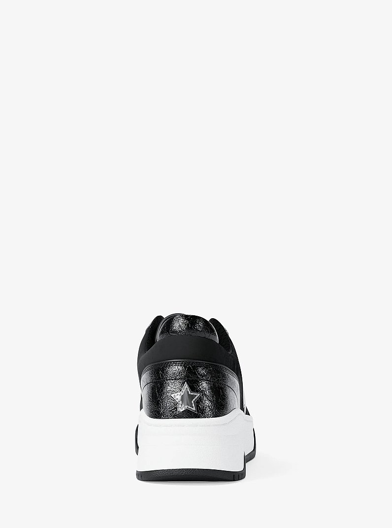 Lexi Embellished Mixed-Media Sneaker in BLACK | Michael Kors
