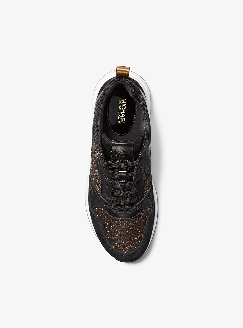 Zapatilla Orion de piel y malla de cadena brillante